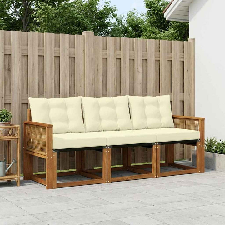 Udendørs sofagruppe med pude 3 pcs Naturlig og Fløde