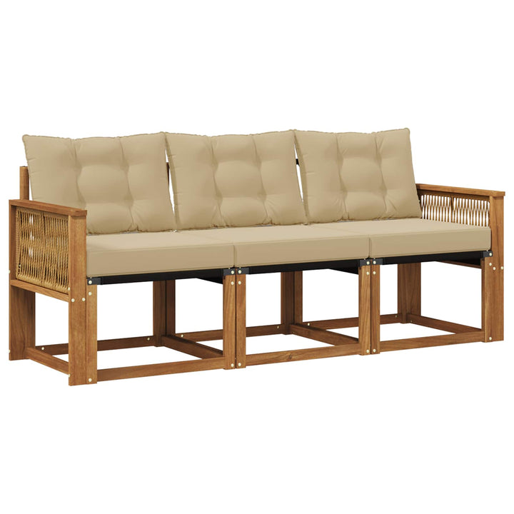 Udendørs sofagruppe med pude 3 pcs Naturlig og Beige