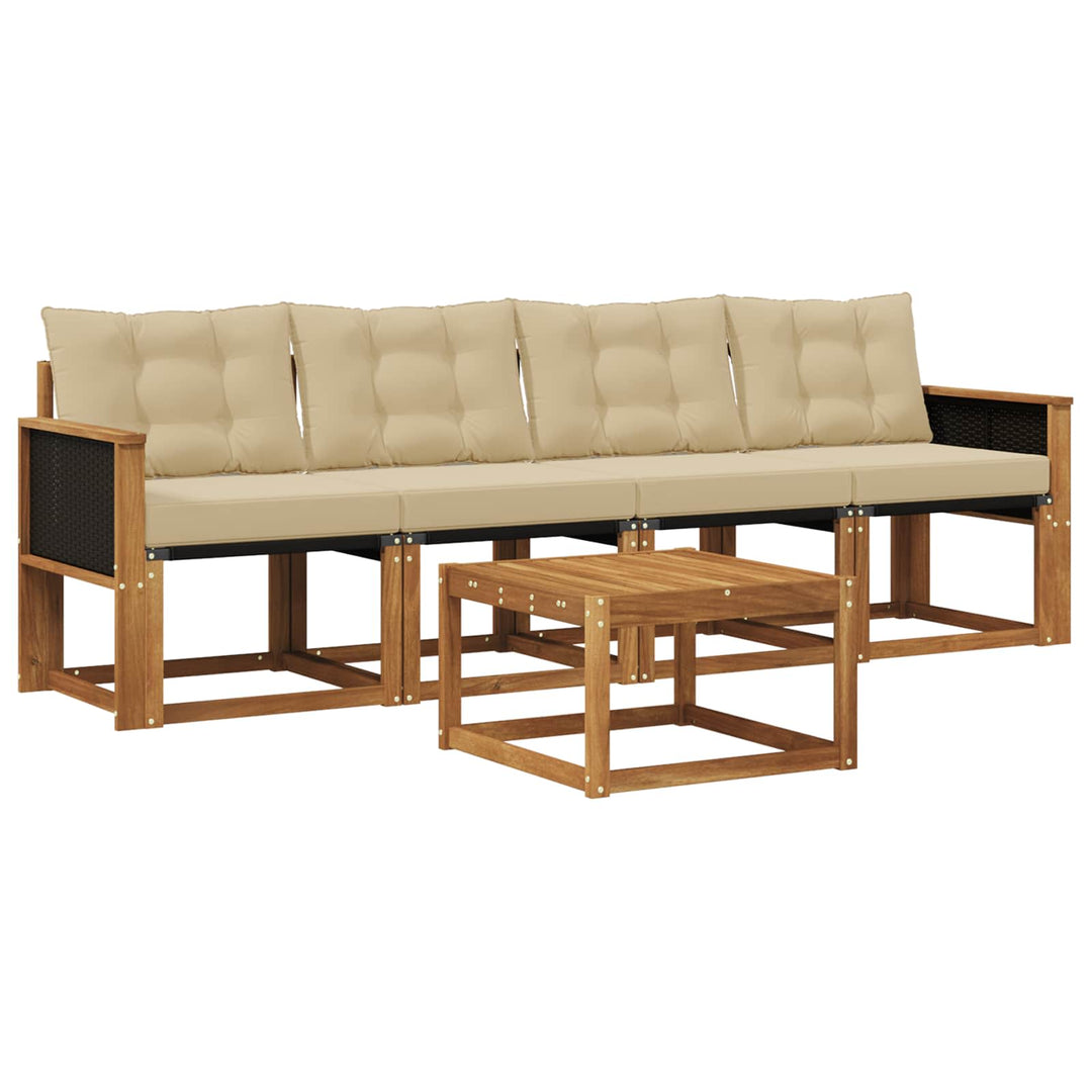 Udendørs sofagruppe med pude 5 pcs Naturlig og Beige