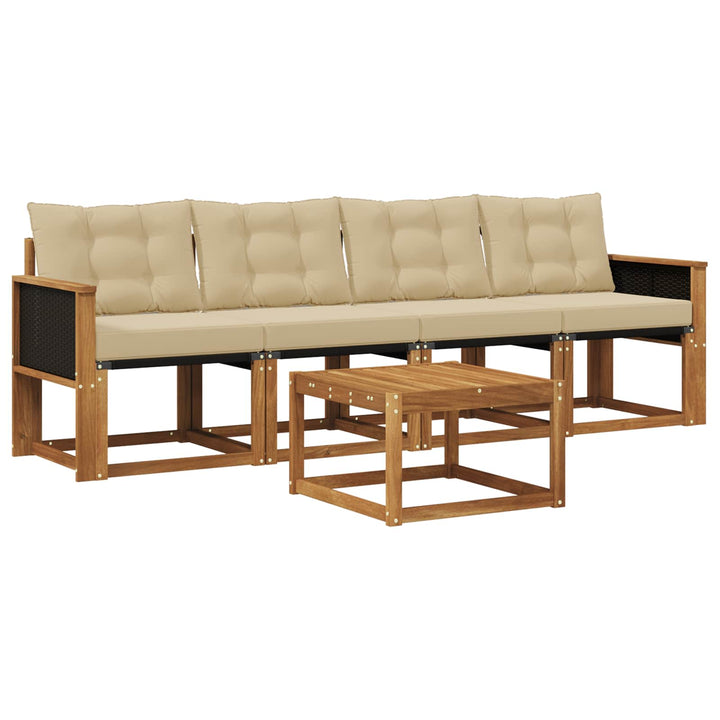 Udendørs sofagruppe med pude 5 pcs Naturlig og Beige