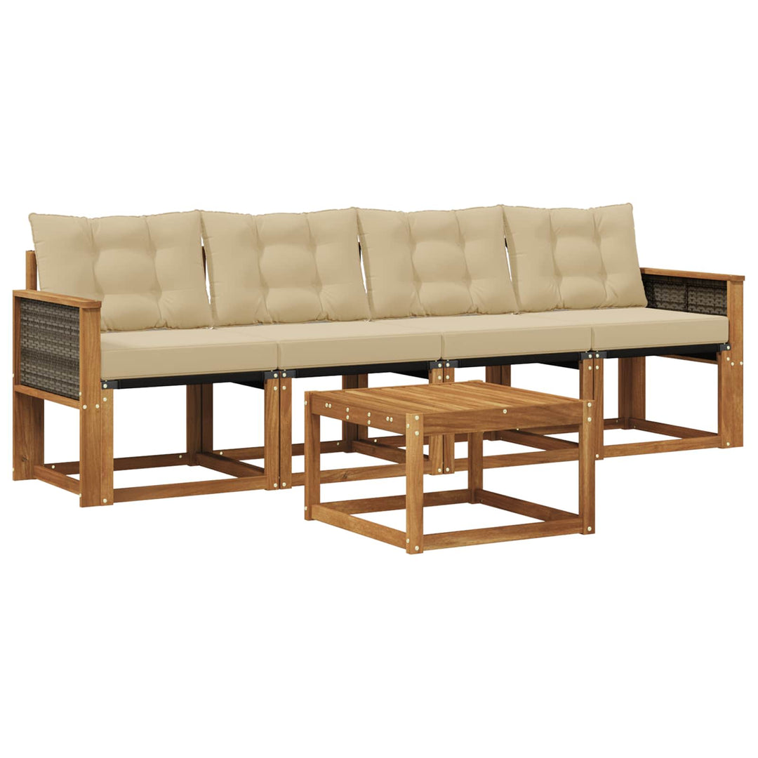 Udendørs sofagruppe med pude 5 pcs Naturlig og Beige