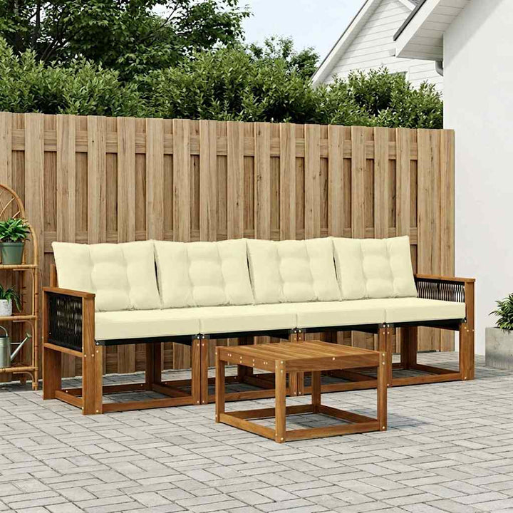 Udendørs sofagruppe med pude 5 pcs Naturlig og Fløde