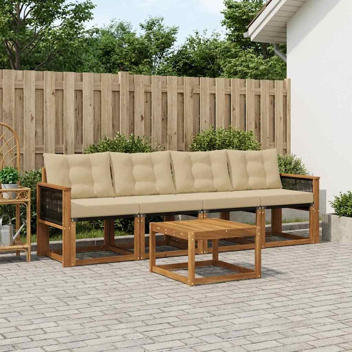 Udendørs sofagruppe med pude 5 pcs Naturlig og Beige
