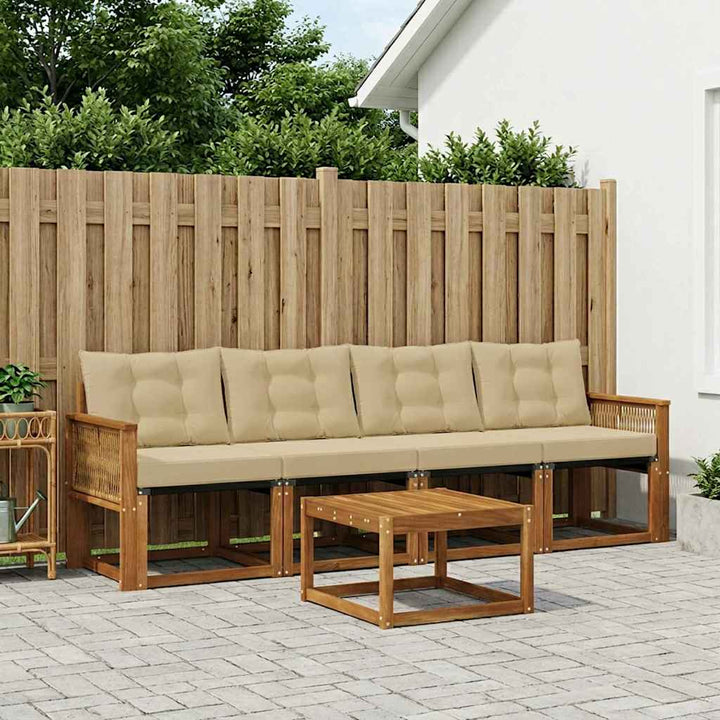 Udendørs sofagruppe med pude 5 pcs Naturlig og Beige