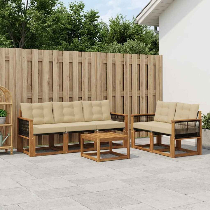 Udendørs sofagruppe med pude 6 pcs Naturlig og Beige