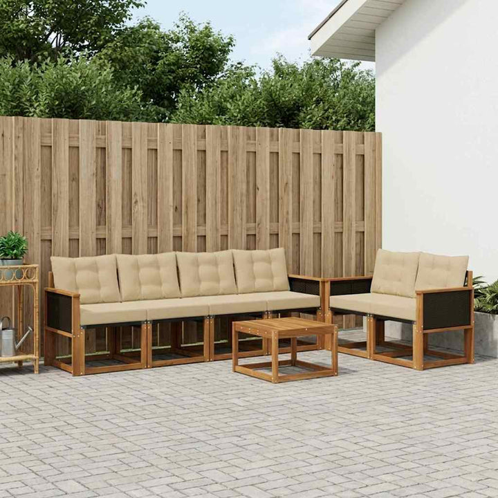 Udendørs sofagruppe med pude 7 pcs Naturlig og Beige