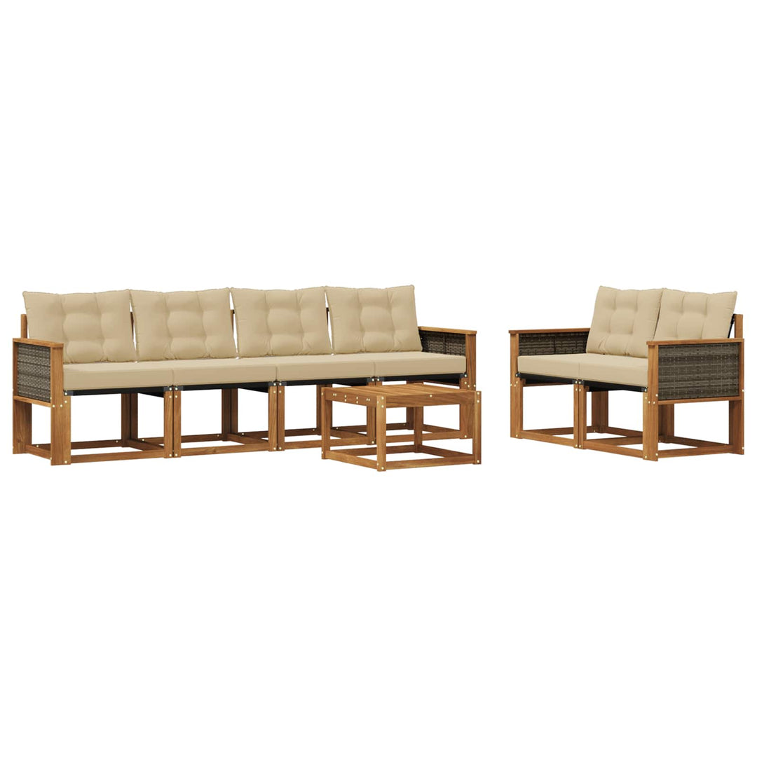 Udendørs sofagruppe med pude 7 pcs Naturlig og Beige