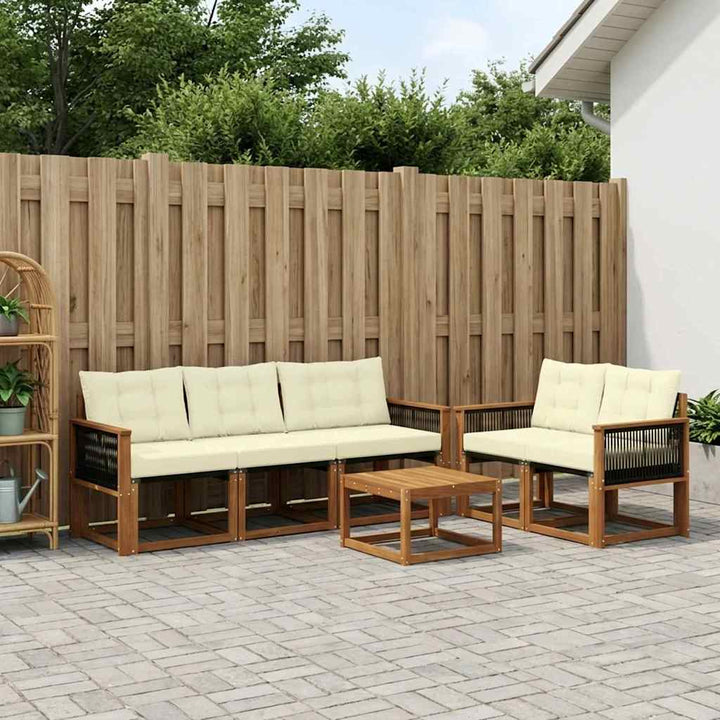 Udendørs sofagruppe med pude 7 pcs Naturlig og Fløde