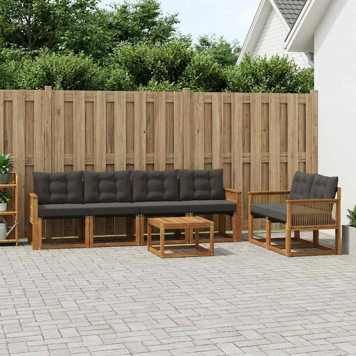 Udendørs sofagruppe med pude 7 pcs Naturfarvet og sort
