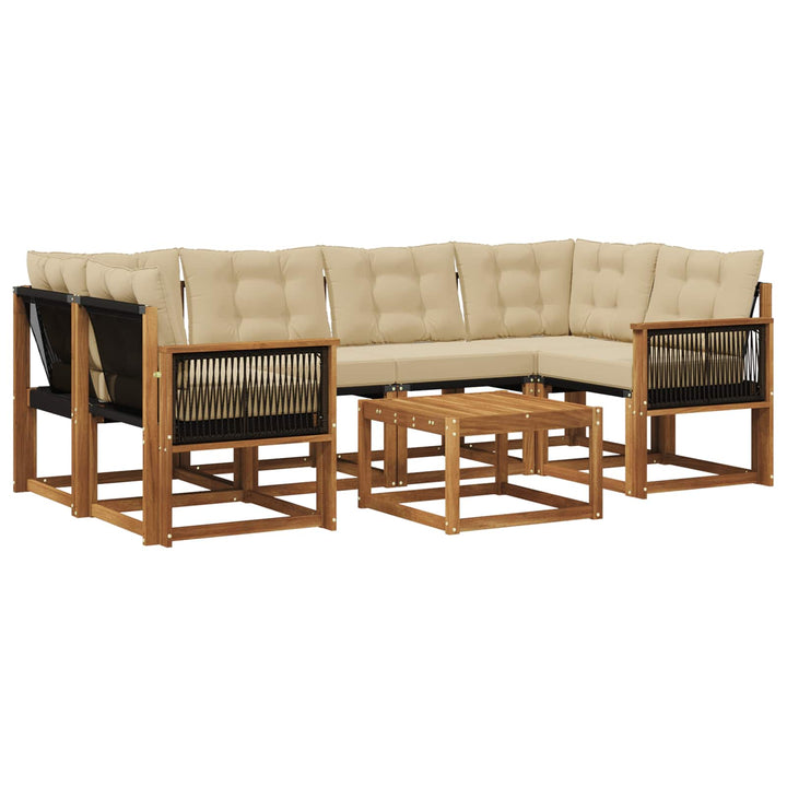 Udendørs sofagruppe med pude 7 pcs Naturlig og Beige