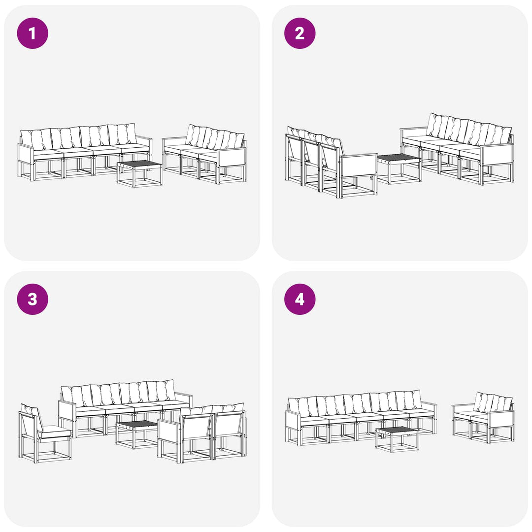 Udendørs sofagruppe med pude 8 pcs Naturfarvet og sort