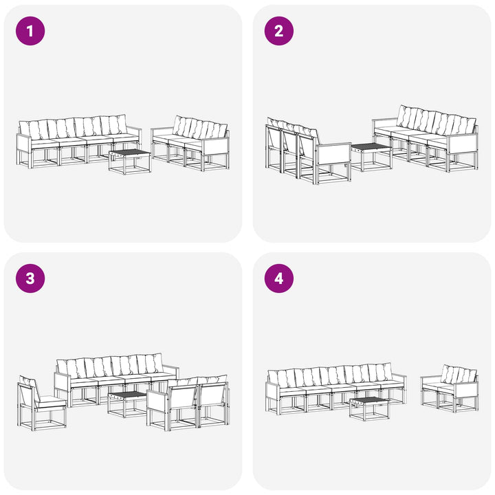 Udendørs sofagruppe med pude 8 pcs Naturfarvet og sort
