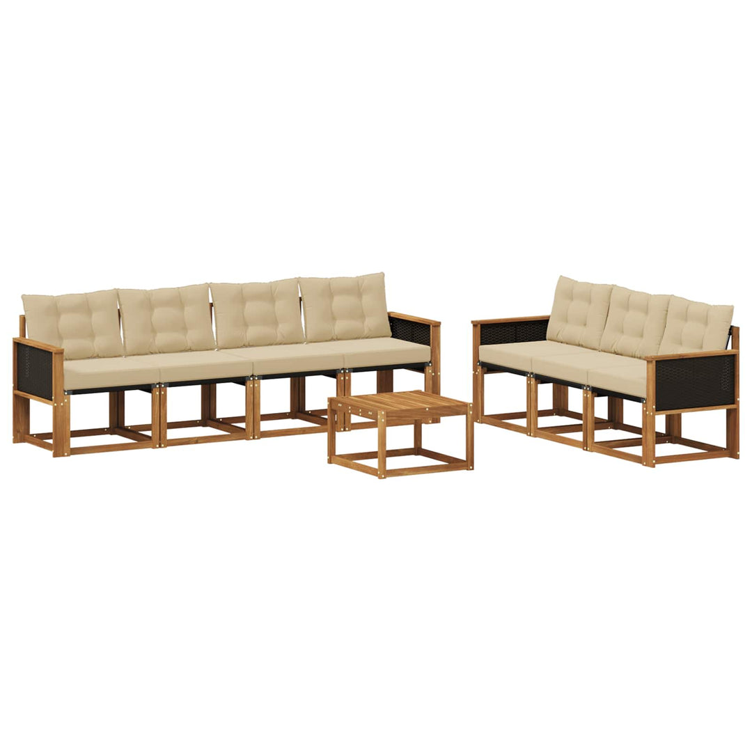 Udendørs sofagruppe med pude 8 pcs Naturlig og Beige