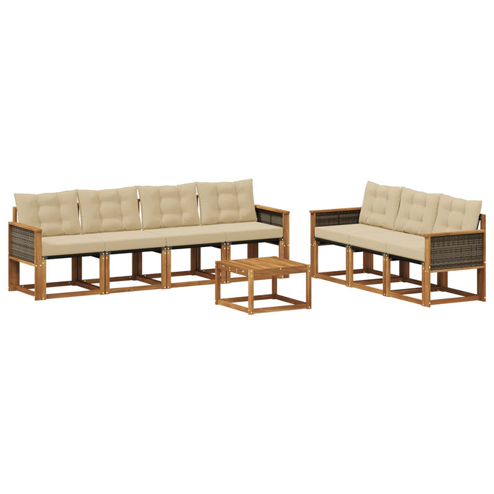 Udendørs sofagruppe med pude 8 pcs Naturlig og Beige
