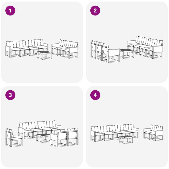 Udendørs sofagruppe med pude 8 pcs Naturfarvet og sort