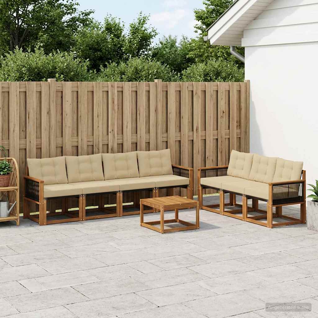 Udendørs sofagruppe med pude 8 pcs Naturlig og Beige