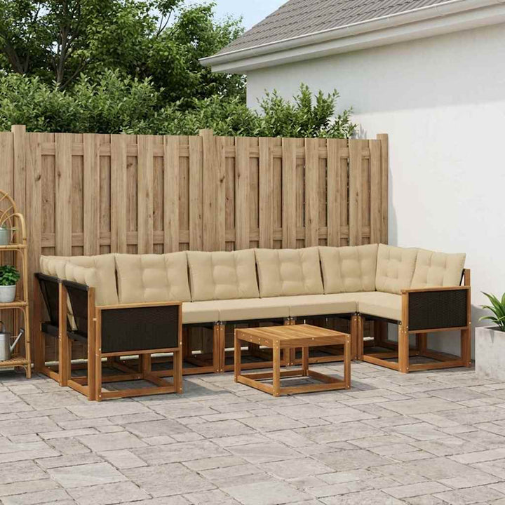 Udendørs sofagruppe med pude 8 pcs Naturlig og Beige