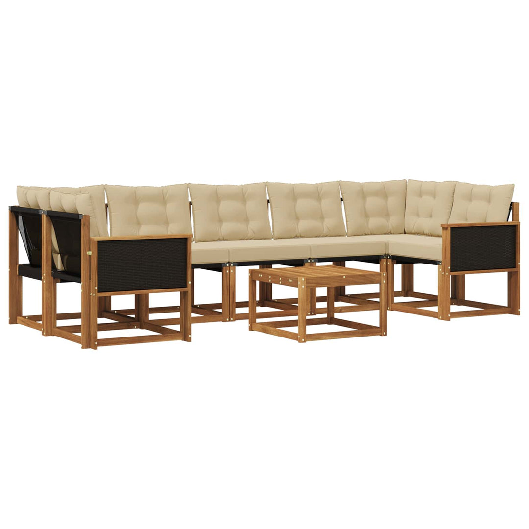 Udendørs sofagruppe med pude 8 pcs Naturlig og Beige