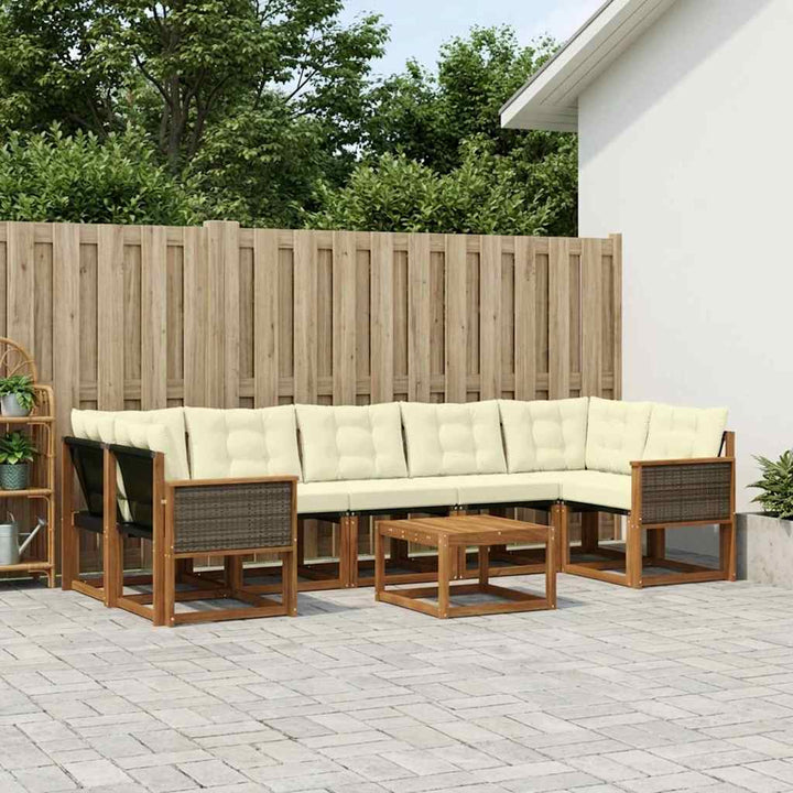 Udendørs sofagruppe med pude 8 pcs Naturlig og Fløde