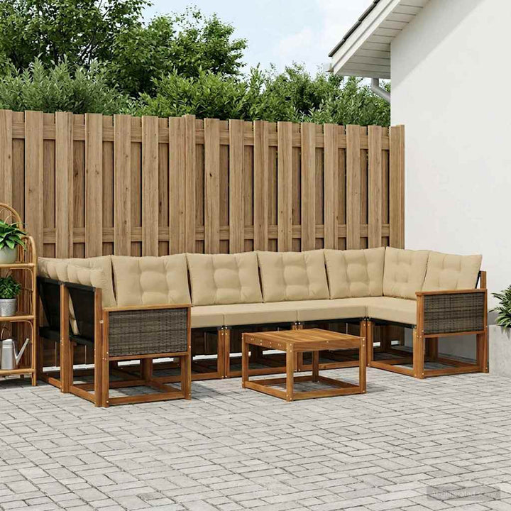 Udendørs sofagruppe med pude 8 pcs Naturlig og Beige