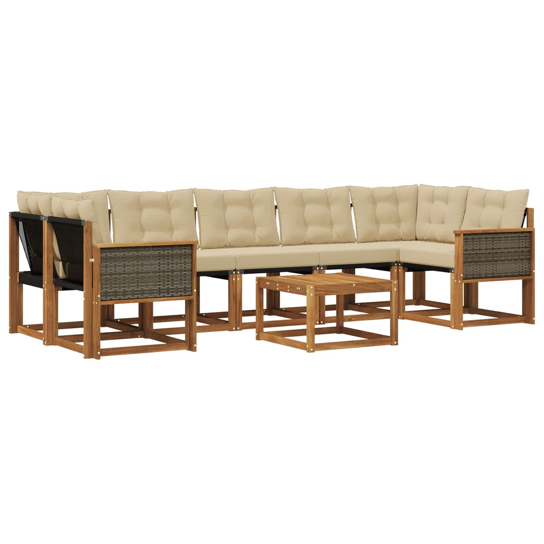 Udendørs sofagruppe med pude 8 pcs Naturlig og Beige