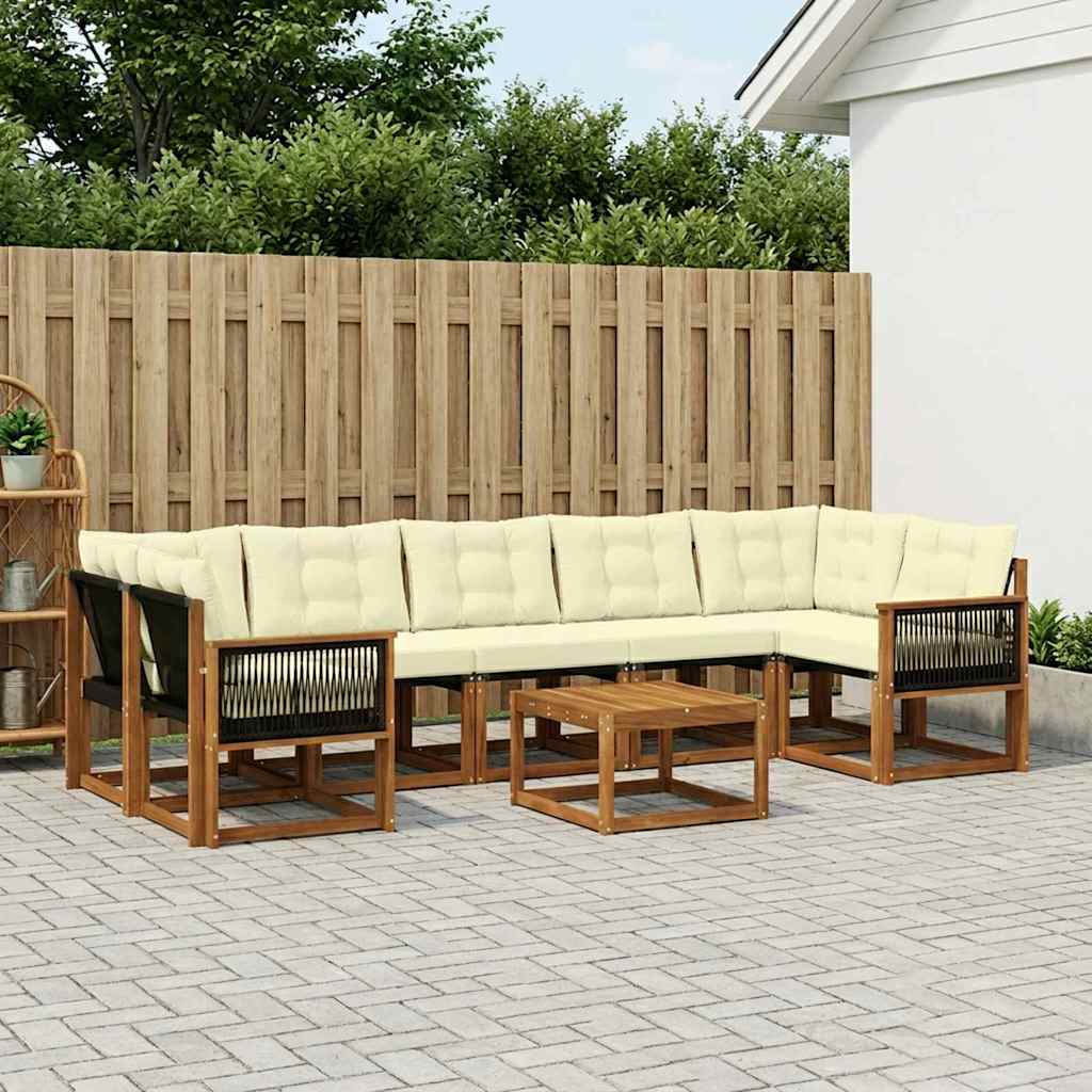 Udendørs sofagruppe med pude 8 pcs Naturlig og Fløde