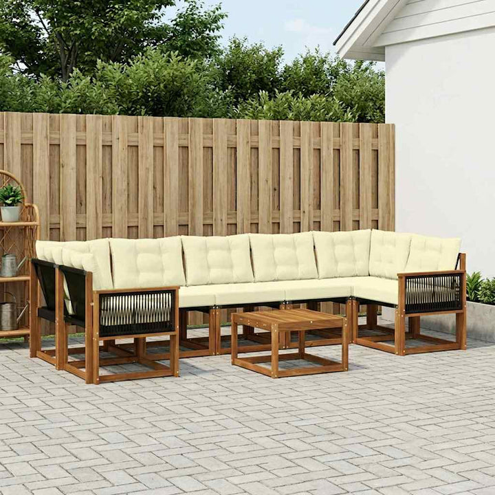 Udendørs sofagruppe med pude 8 pcs Naturlig og Fløde