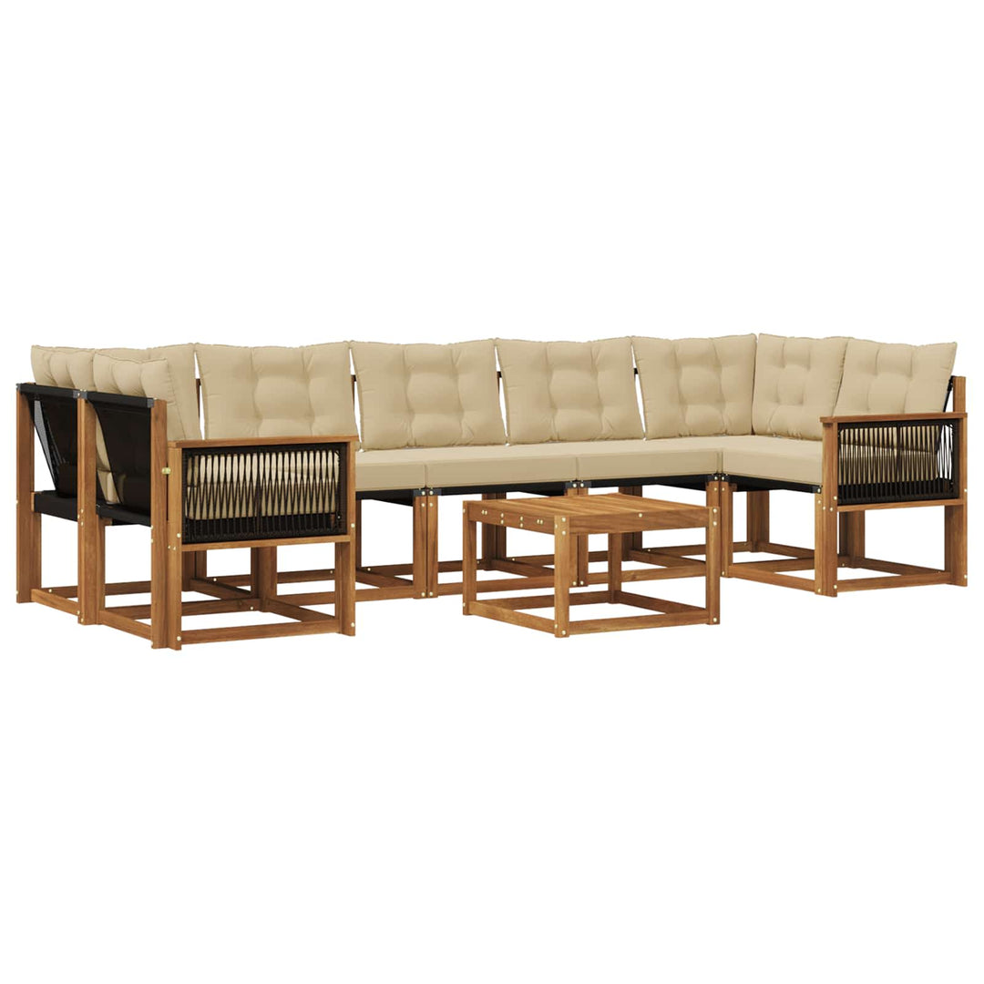 Udendørs sofagruppe med pude 8 pcs Naturlig og Beige