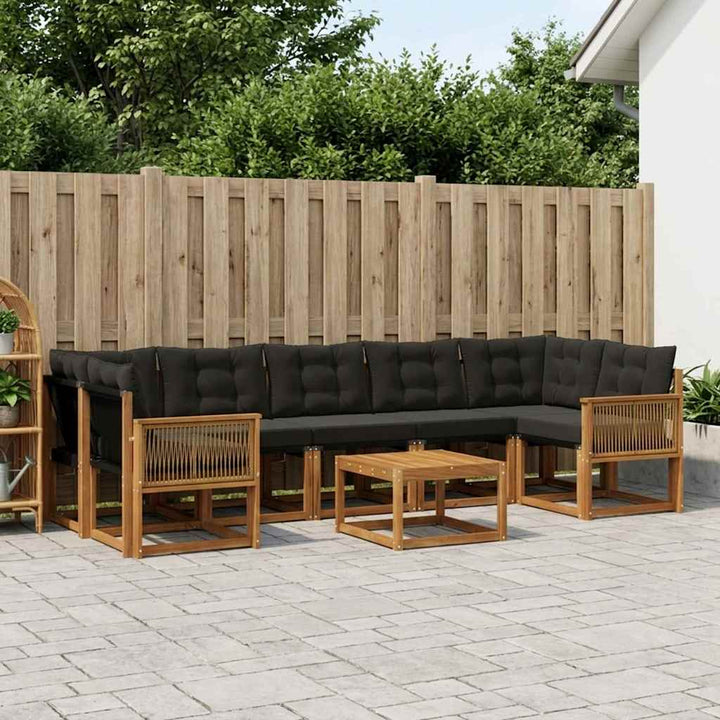 Udendørs sofagruppe med pude 8 pcs Naturfarvet og sort