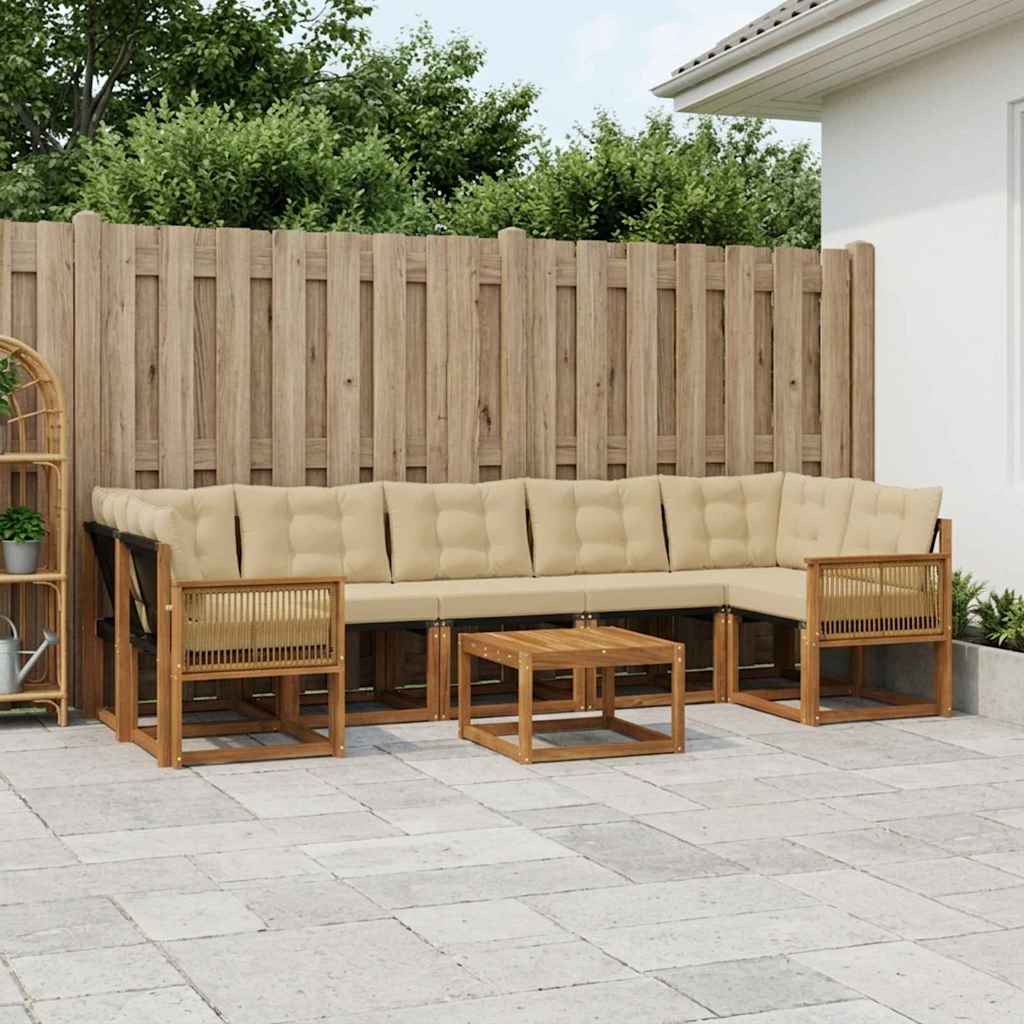 Udendørs sofagruppe med pude 8 pcs Naturlig og Beige