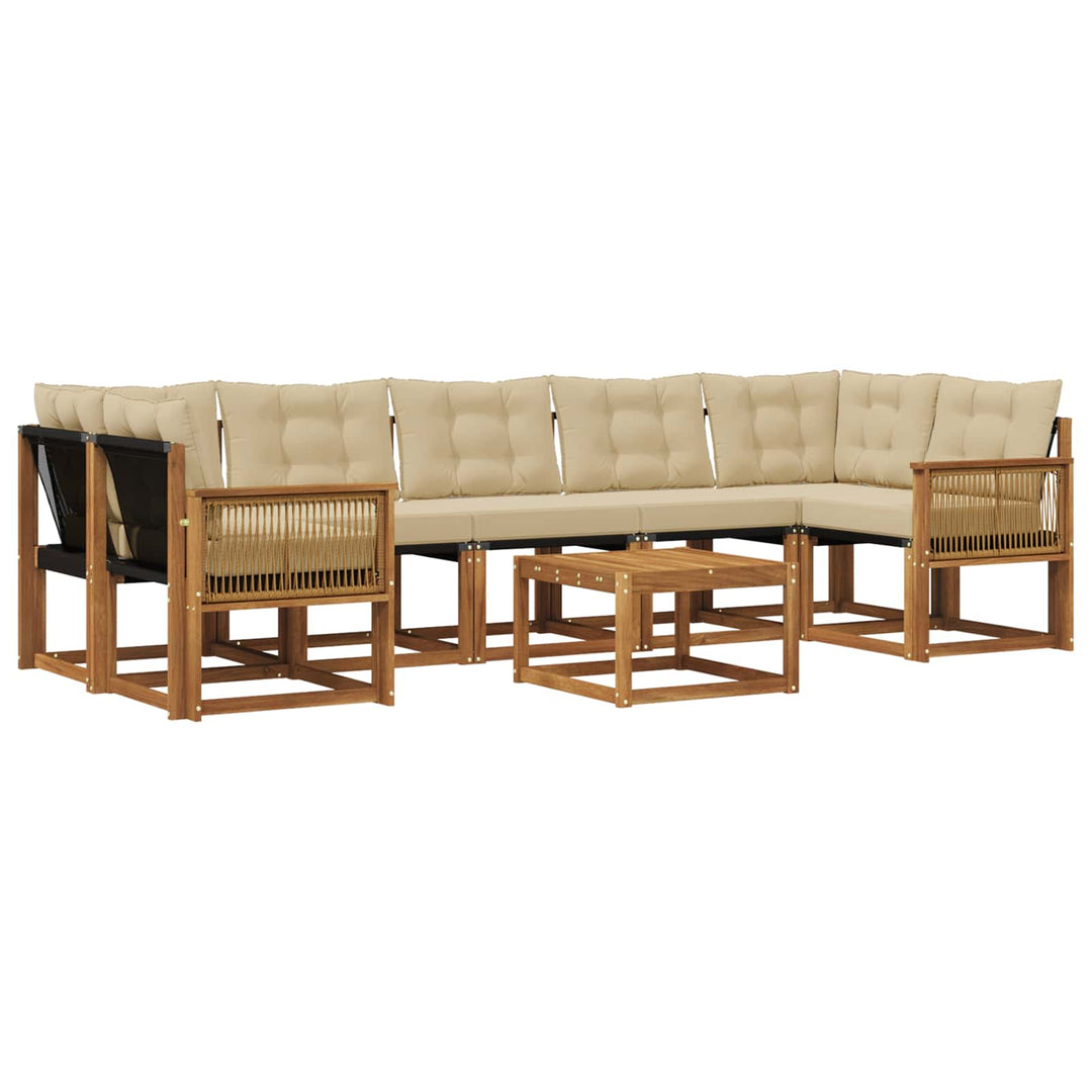 Udendørs sofagruppe med pude 8 pcs Naturlig og Beige