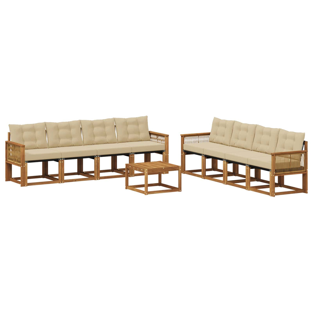 Udendørs sofagruppe med pude 9 pcs Naturlig og Beige