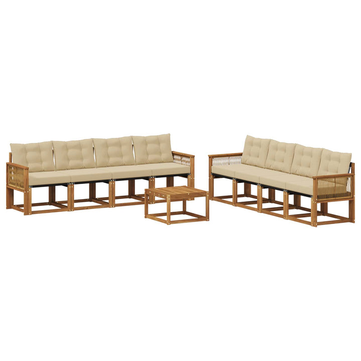 Udendørs sofagruppe med pude 9 pcs Naturlig og Beige