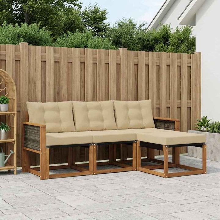 Udendørs sofagruppe med pude 4 pcs Naturlig og Beige