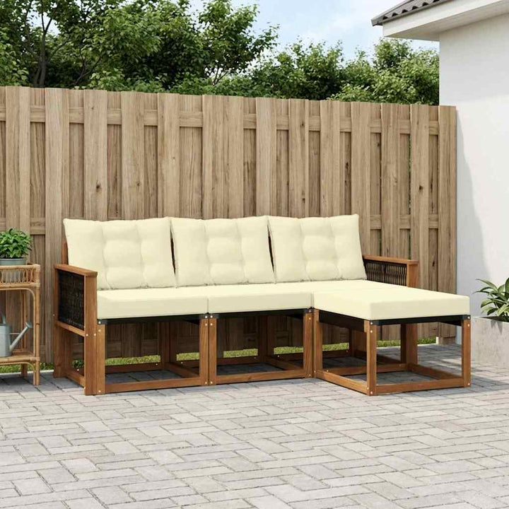 Udendørs sofagruppe med pude 4 pcs Naturlig og Fløde