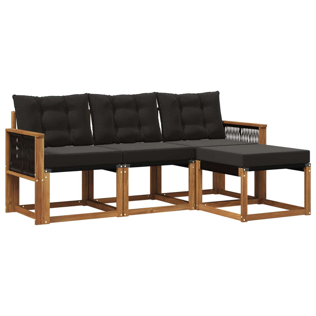 Udendørs sofagruppe med pude 4 pcs Naturfarvet og sort