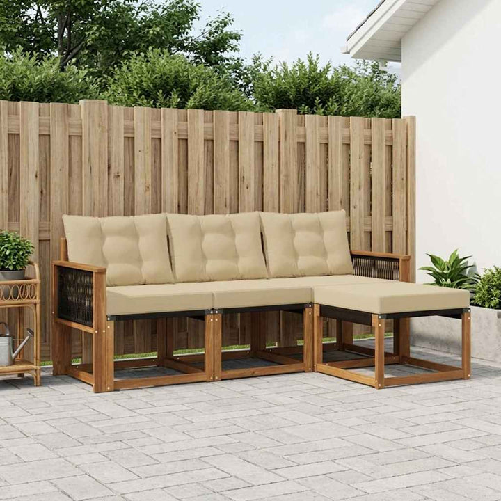 Udendørs sofagruppe med pude 4 pcs Naturlig og Beige