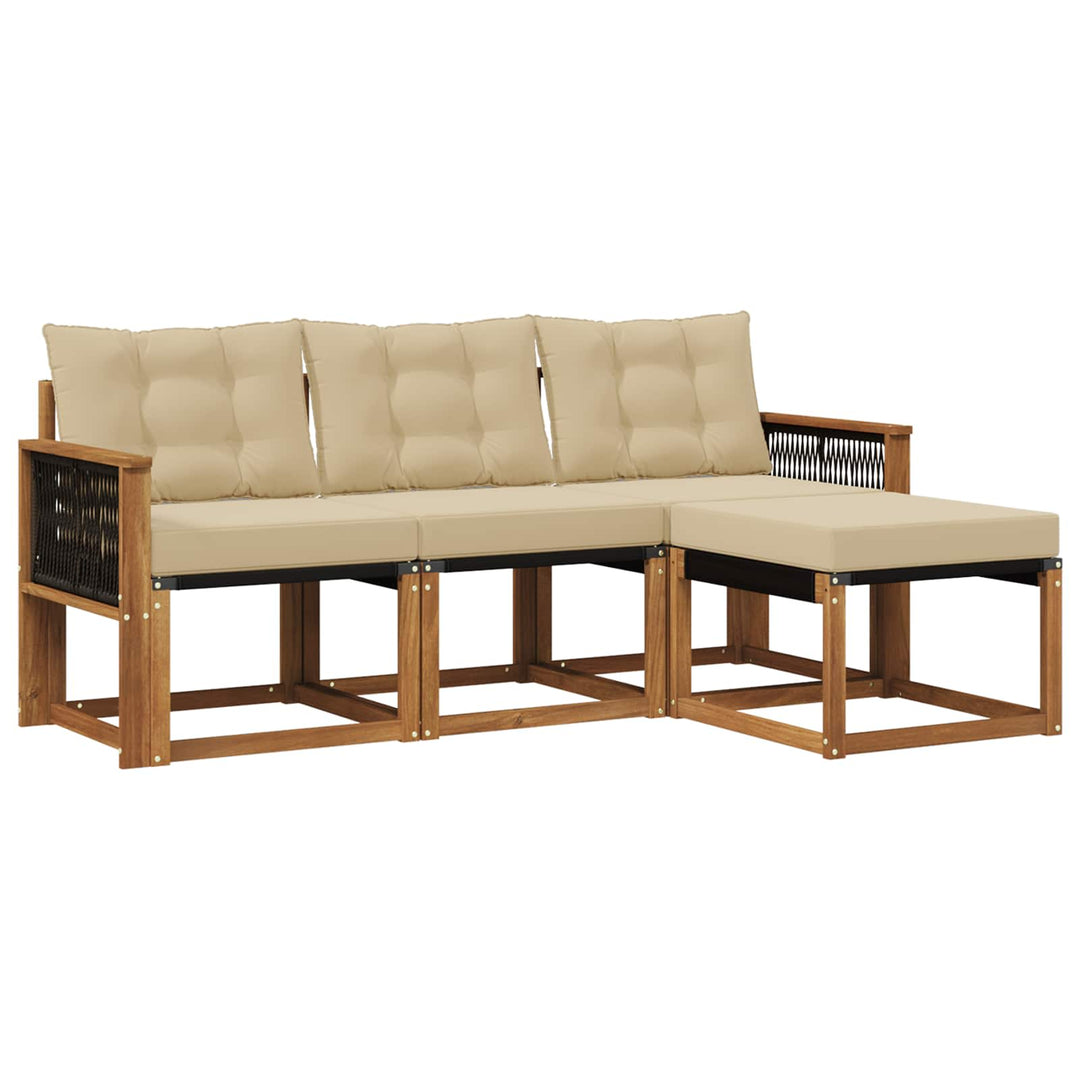 Udendørs sofagruppe med pude 4 pcs Naturlig og Beige