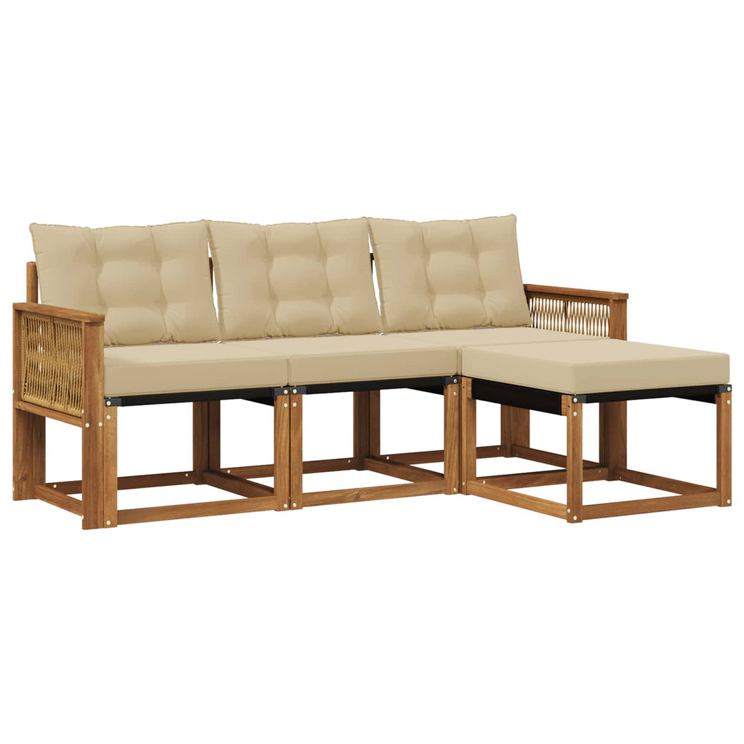 Udendørs sofagruppe med pude 4 pcs Naturlig og Beige