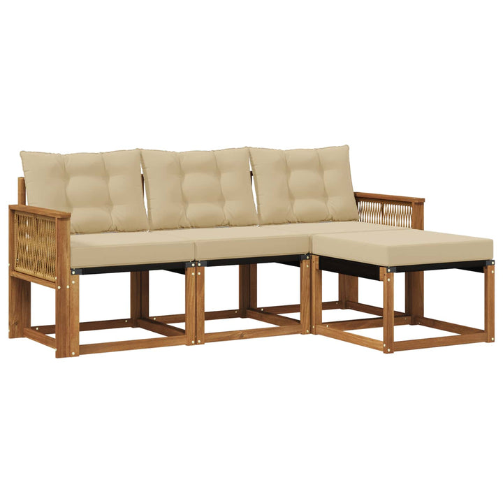 Udendørs sofagruppe med pude 4 pcs Naturlig og Beige