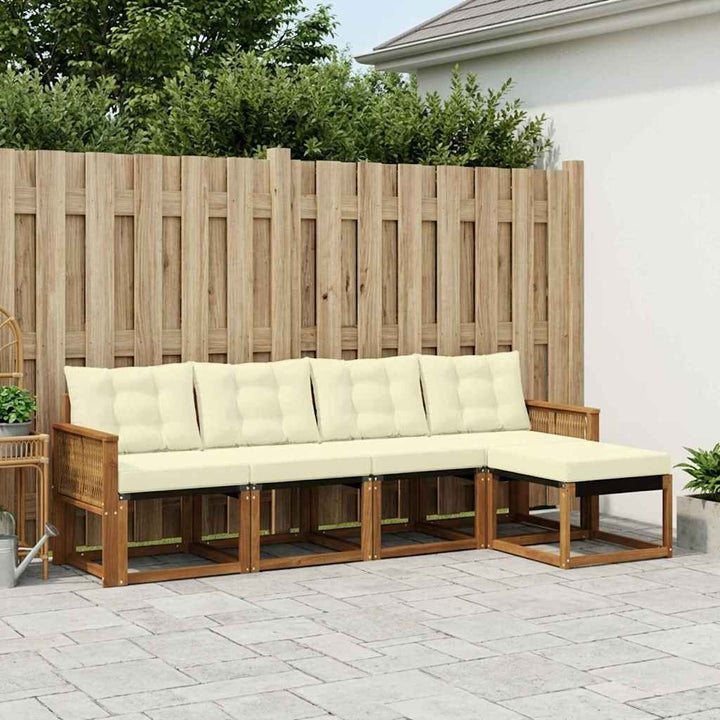 Udendørs sofagruppe med pude 5 pcs Naturlig og Fløde