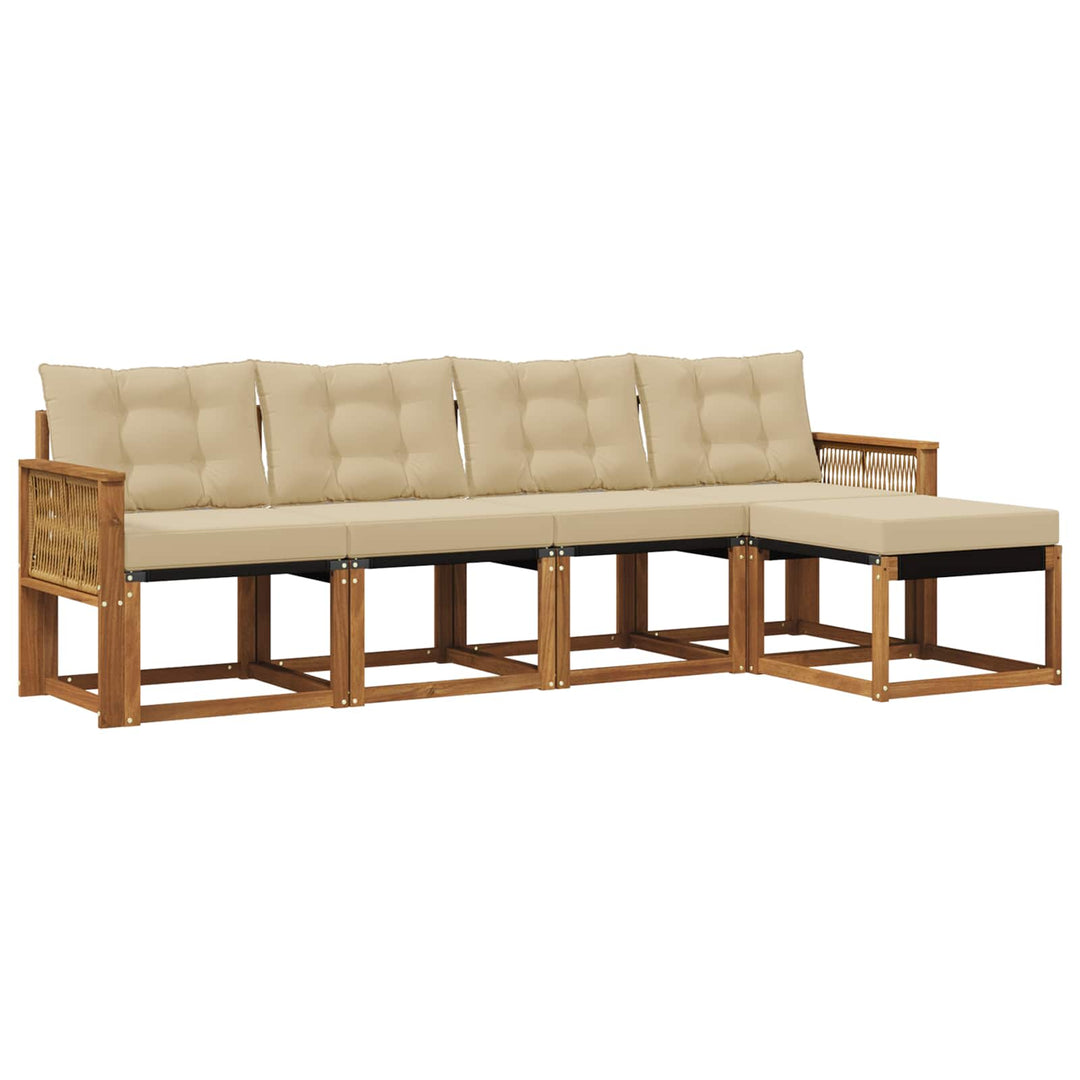 Udendørs sofagruppe med pude 5 pcs Naturlig og Beige