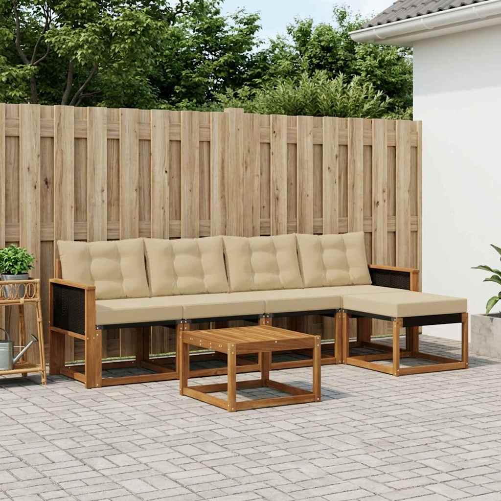 Udendørs sofagruppe 6 stk. Naturlig og Beige