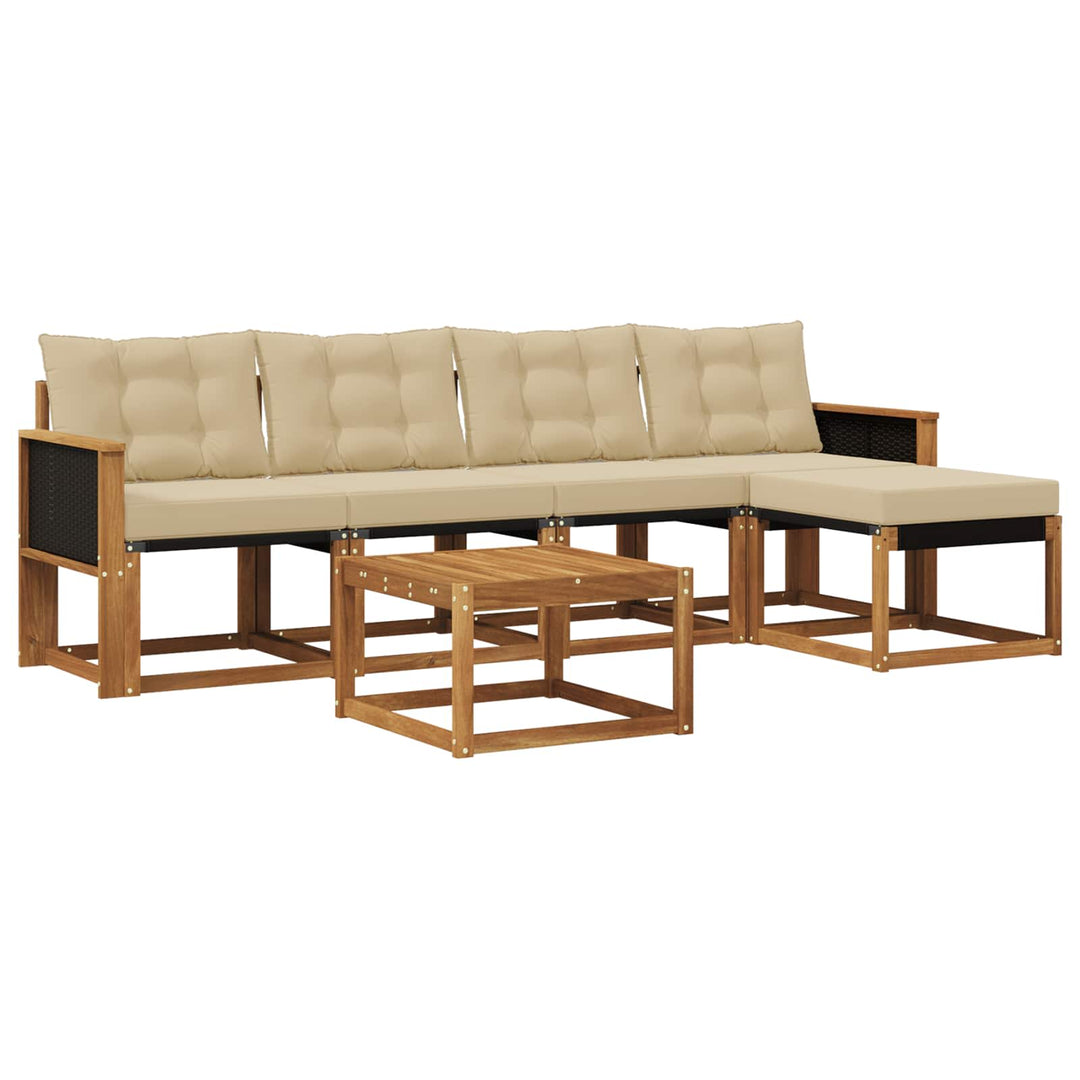 Udendørs sofagruppe 6 stk. Naturlig og Beige