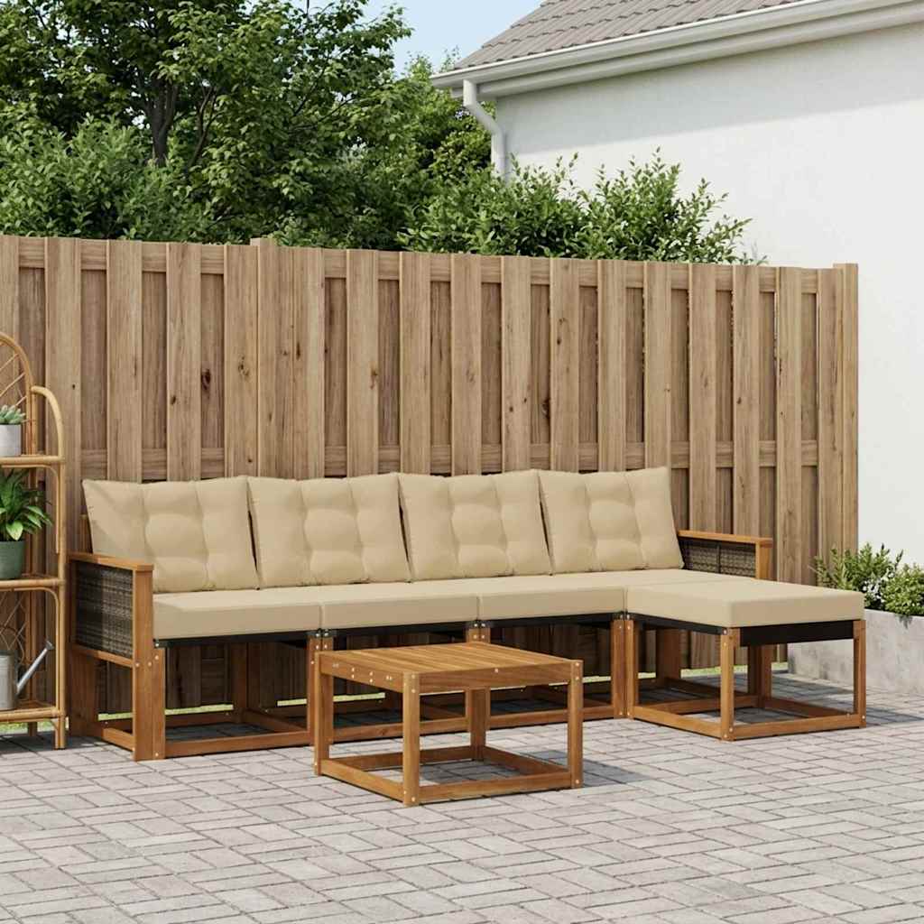 Udendørs sofagruppe 6 stk. Naturlig og Beige