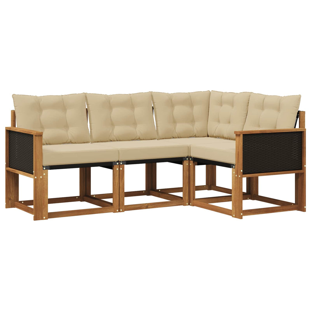 Udendørs sofagruppe med pude 4 pcs Naturlig og Beige
