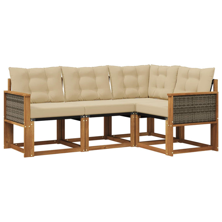 Udendørs sofagruppe med pude 4 pcs Naturlig og Beige