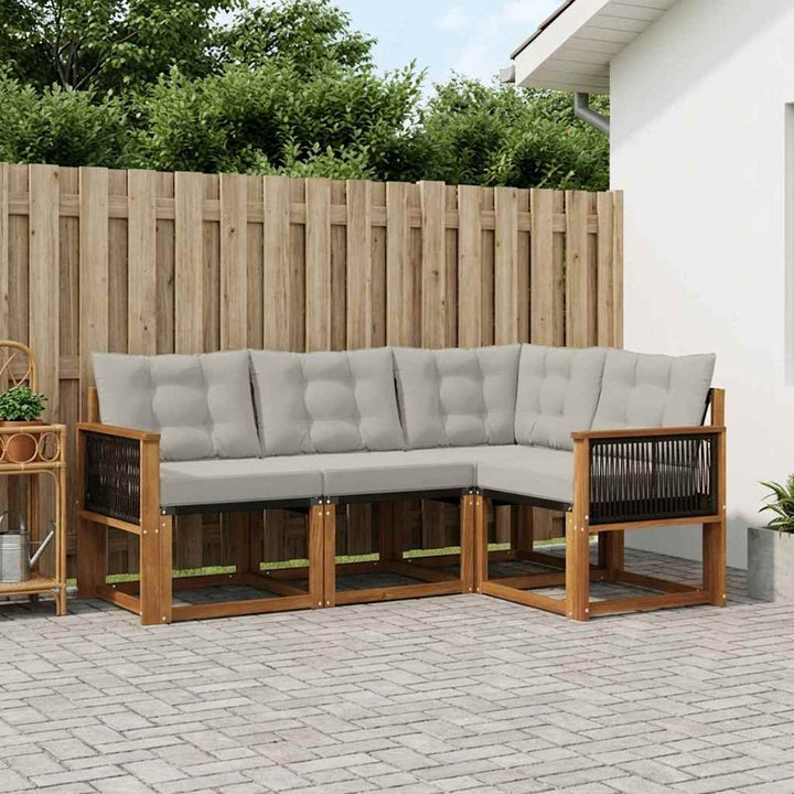 Udendørs sofagruppe med pude 4 pcs Naturfarvet og lysegrå