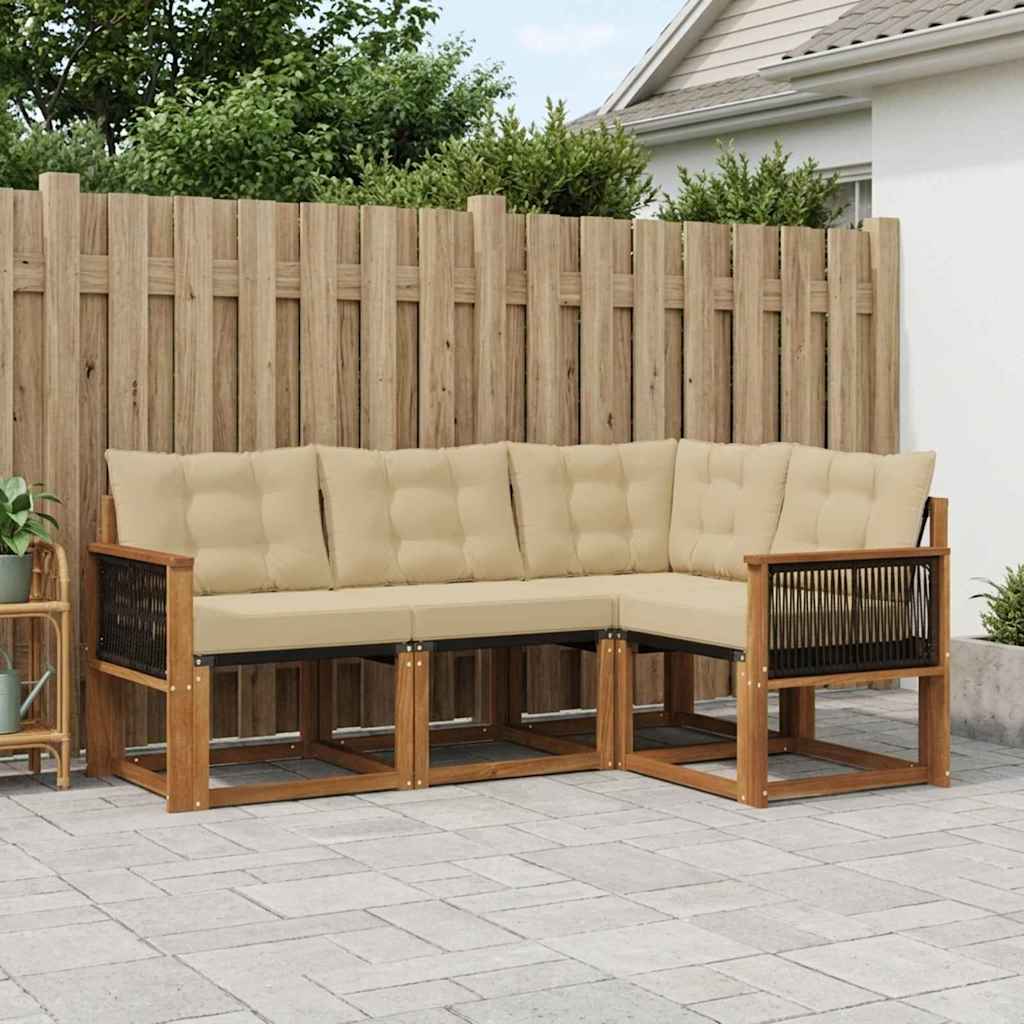 Udendørs sofagruppe med pude 4 pcs Naturlig og Beige
