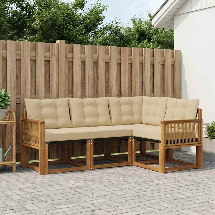 Udendørs sofagruppe med pude 4 pcs Naturlig og Beige